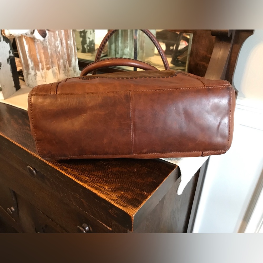 Frye Brown Suede and Leather Shoulder Tote - Picture 6 of 14